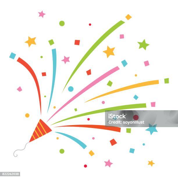 Colorful Party Popper Stock Illustration - Download Image Now - Confetti, Streamer, Celebration