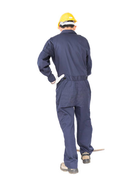 istock Man in uniform hold old pick mattock that is a mining device 822265298