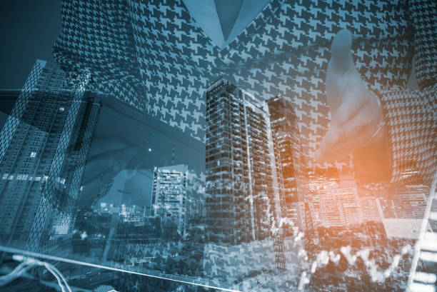 istock Double exposure Document and verify work information, business people working in office and business concepts 822278460