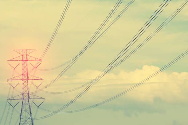 Electricty pole in sky of Bangkok