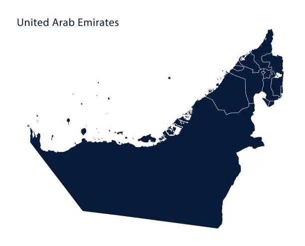 Vector illustration of Map of United Arab Emirates (UAE)