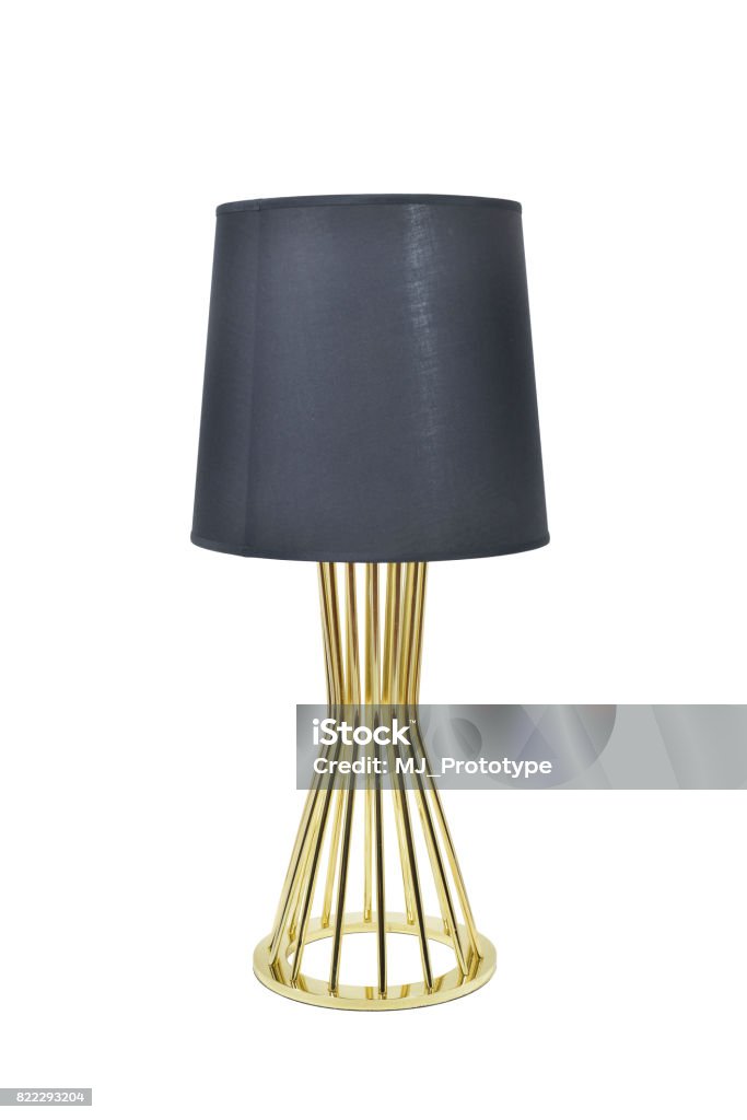 Black table lamp Table lamp isolated on white background Electric Lamp Stock Photo