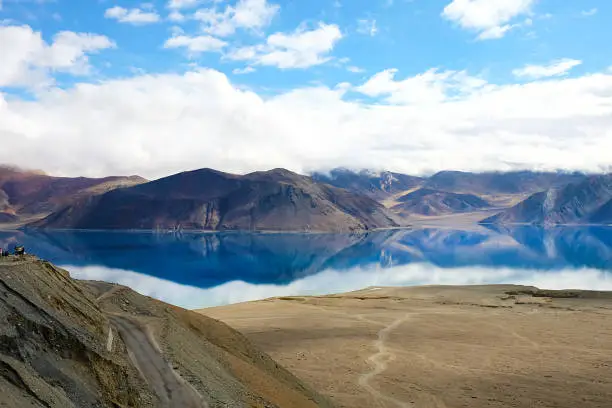 Pangong Lake reflection in Leh Ladakh, India