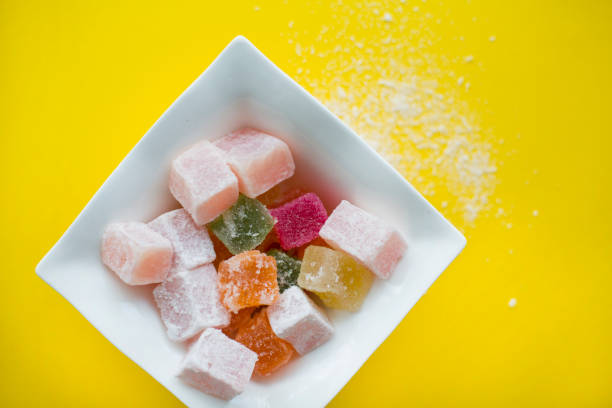 istock Jelly candy on yellow backgroung 822297882