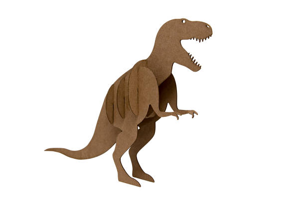 jouet de dinosaure papier isolé sur fond blanc - dinosaur toy dino monster photos et images de collection