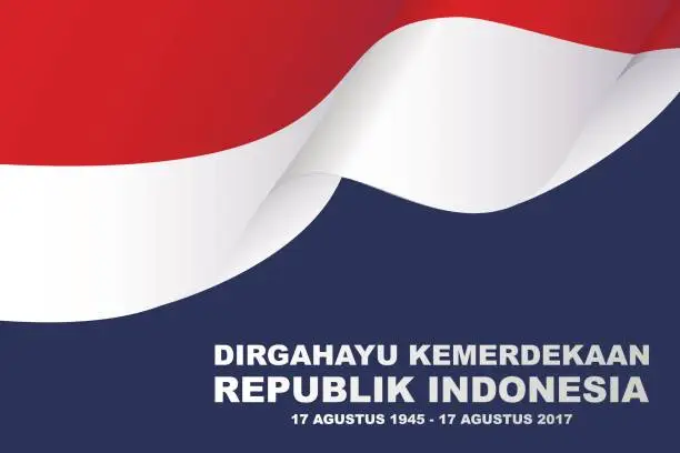 Vector illustration of clean indonesian happy independence day background with flat flag, dirgahayu Republik Indonesia, happy independence day indonesian translation