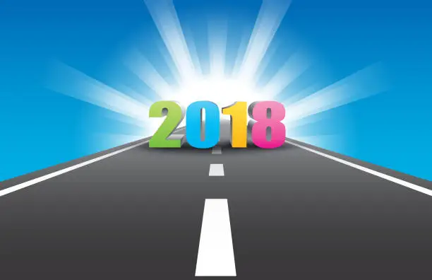 Vector illustration of New year 2018 ahead