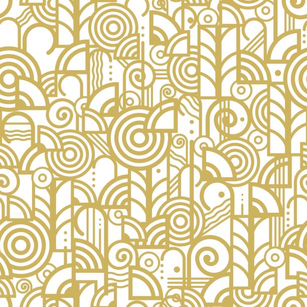 ilustrações de stock, clip art, desenhos animados e ícones de art deco pattern - pattern art deco circle backgrounds