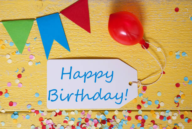 istock Party Label, Confetti, Balloon, Text Happy Birthday 822349878