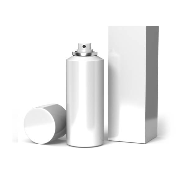 istock White blank deodorant spray with box packaging on white background template for mock up design and presentation. 822352670