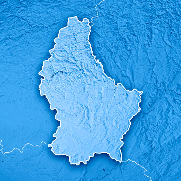 istock Luxembourg Country 3D Render Topographic Map Blue Border 822358182