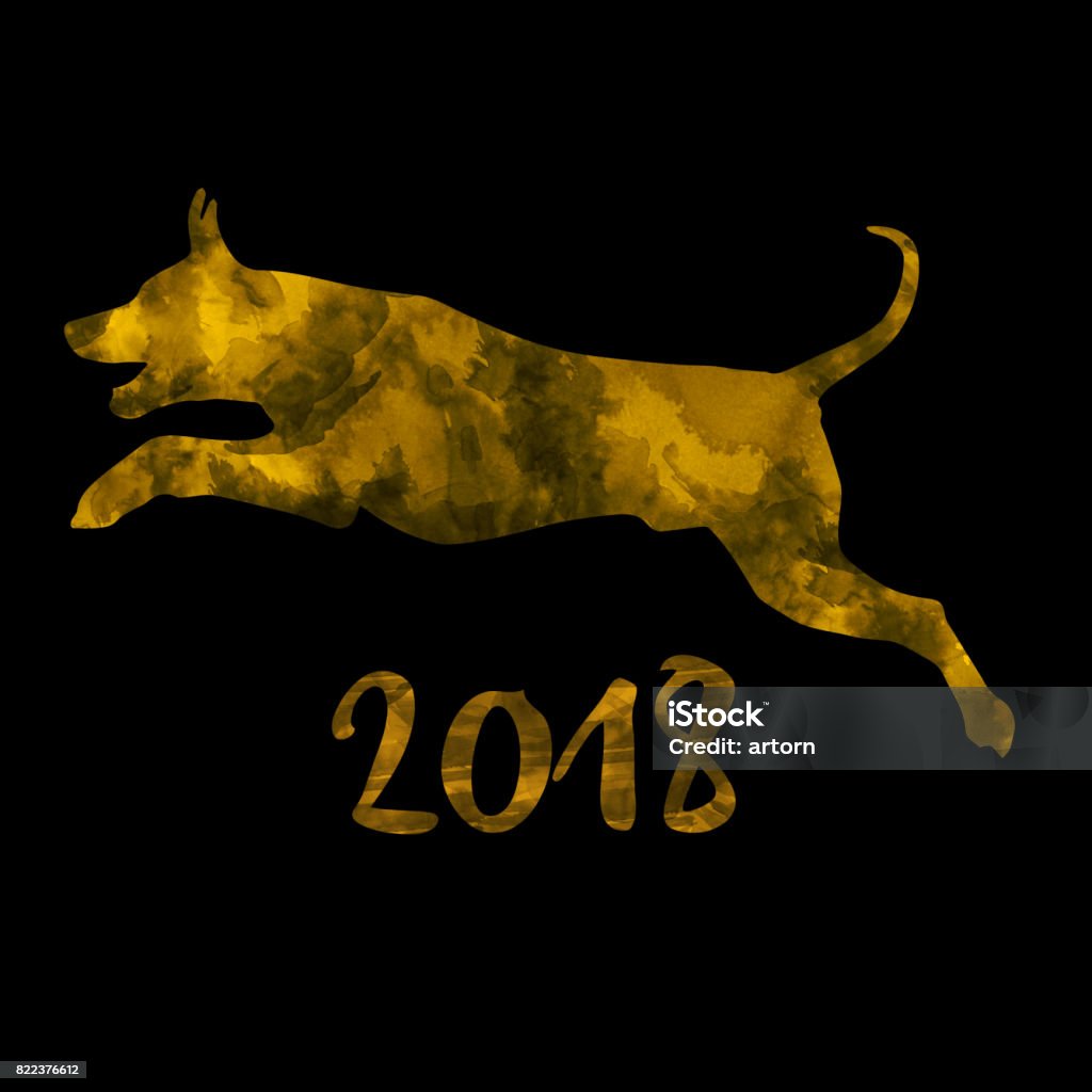 Dog in digital ink painting 2018 Dog in digital ink gold black painting 2018 with clipping path - created by me Abstract stock illustration