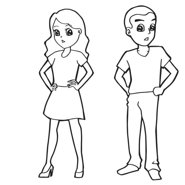 Cartoon Kid Boy Girl Or Human Coloring Page Vector Illustration Stock  Illustration - Download Image Now - iStock