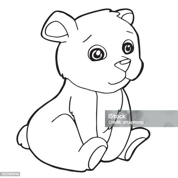 Cartoon Cute Bear Coloring Page Vector Illustration Stock Illustration - Download Image Now