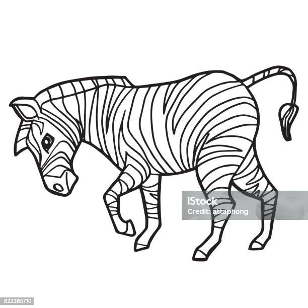 Cartoon Cute Zebra Coloring Page Vector Illustration Stock Illustration - Download Image Now