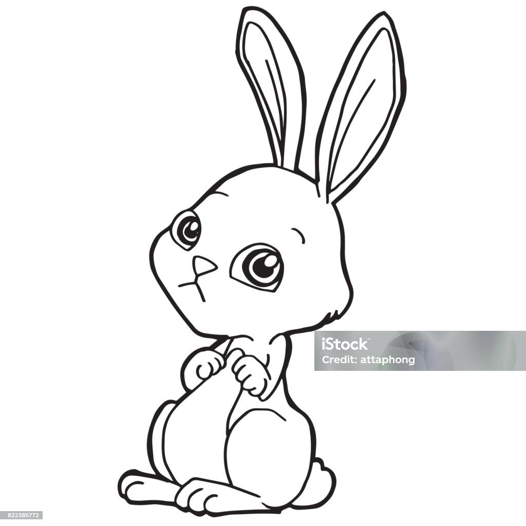 cartoon cute rabbit coloring page vector illustration Coloring Book Page - Illlustration Technique stock vector