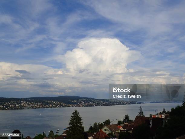 Thunderstorm Approaching The Lake Zurich Stock Photo - Download Image Now - Cloud - Sky, Dramatic Landscape, Dramatic Sky