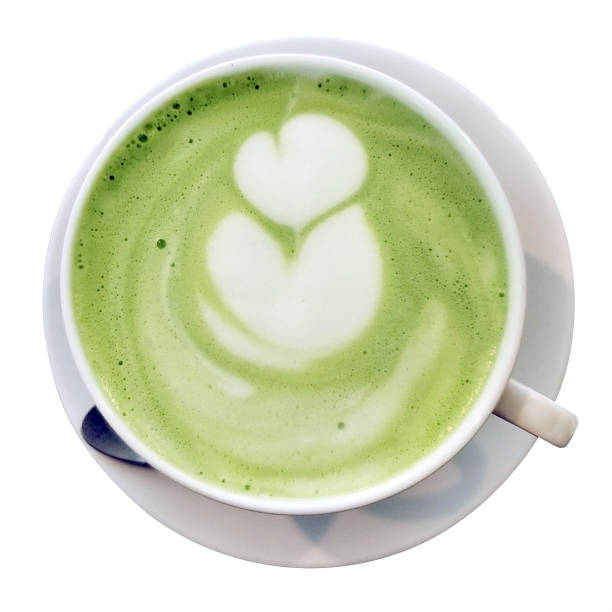 istock Green tea milk latte art in flower shape 822394512