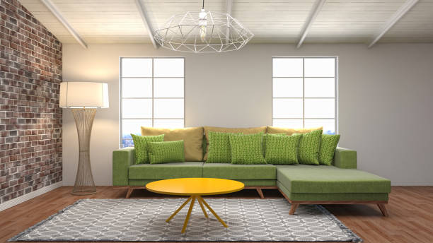 istock Interior living room. 3d illustration 822397230