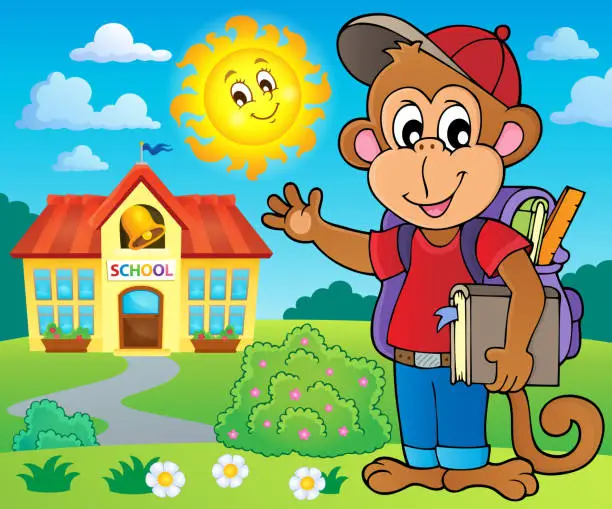 Vector illustration of School monkey theme image 3