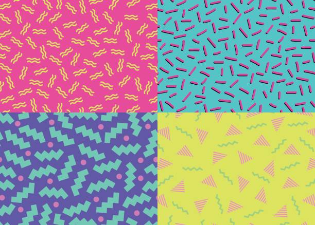 80s 90s Abstract Backgrounds Vector illustration of fourth abstract backgrounds from between the 80s and the 90s 1980 stock illustrations