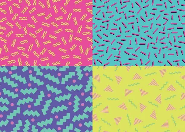 Vector illustration of 80s 90s Abstract Backgrounds