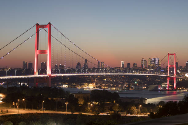 Bosphorus bridge (New name: 15 July martyrs), Istanbul, Turkey stock photo
