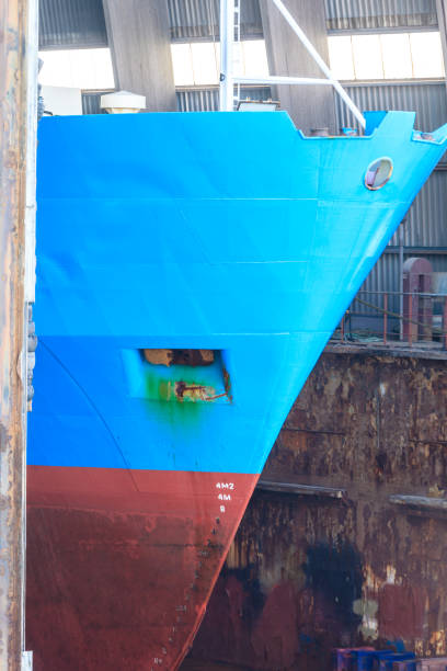 istock ship in repair yard, dry dock 822476490