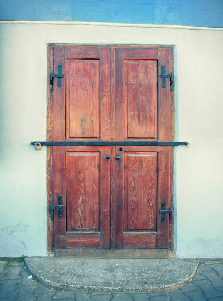 istock Old wooden door in Sighisoara, 822479300