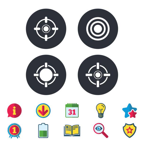 ilustrações de stock, clip art, desenhos animados e ícones de crosshair icons. target aim signs symbols. - symbol computer icon calendar icon set