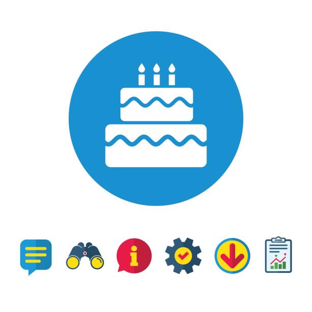 istock Birthday cake sign icon. Burning candles symbol. 822509614
