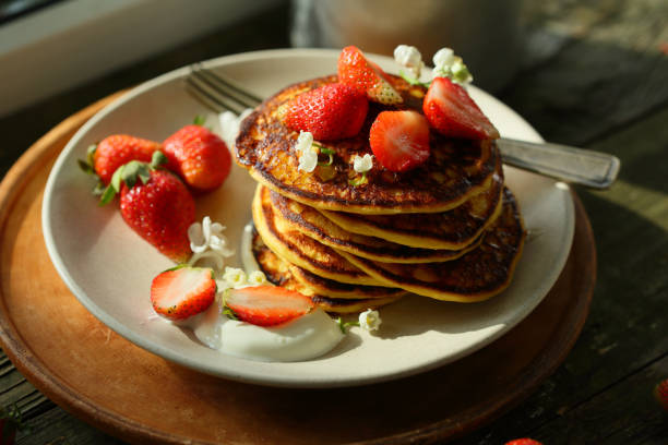 istock Pancakes with berry, food closeup 822517786