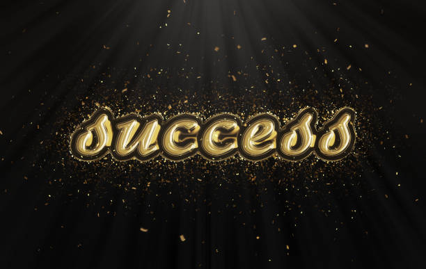 istock Gold success word with confetti 822530584
