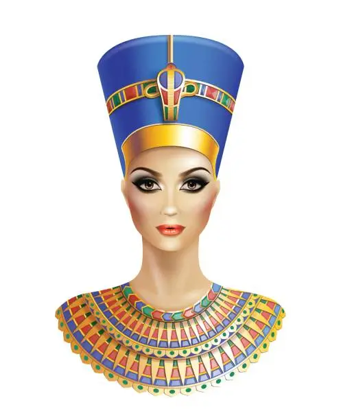 Vector illustration of Egyptian queen Nefertiti.