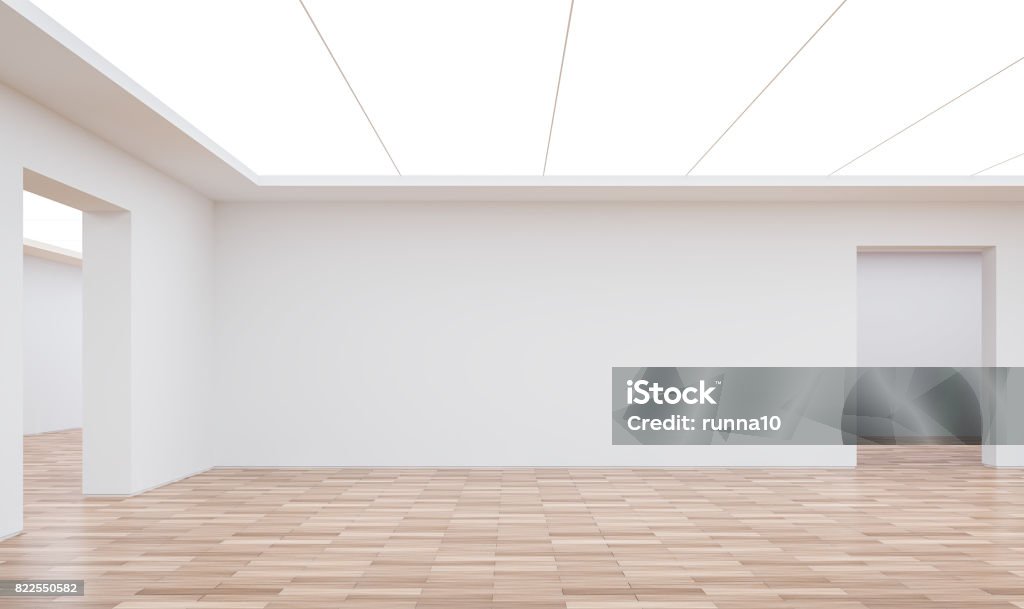 Empty white room modern space interior 3d rendering image Empty white room modern space interior 3d rendering image.White room Many rooms are connected.There are wood floor,white wall Empty Stock Photo