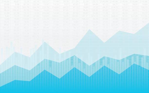 istock Abstract financial chart with line graph, bar chart and stock numbers on white and blue color background 822578544