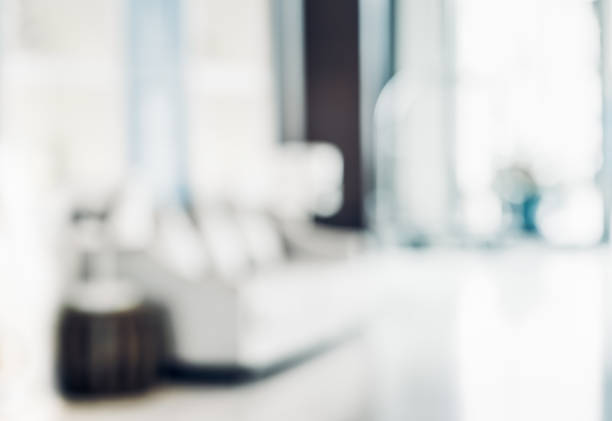 istock Blur background,corridor in convention hall, office building hall way background 822579586