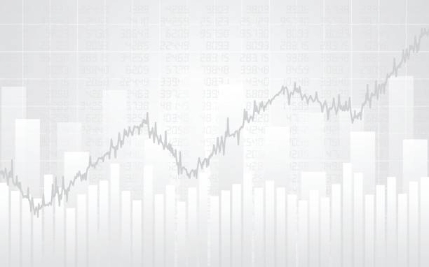 istock abstract financial chart with line graph and numbers in stock market on gradient white color background 822592998