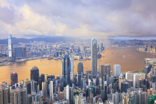 istock Urban architecture in Hong Kong from peak 822593976
