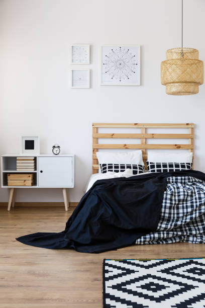 istock Bedroom with wooden decor 822599484