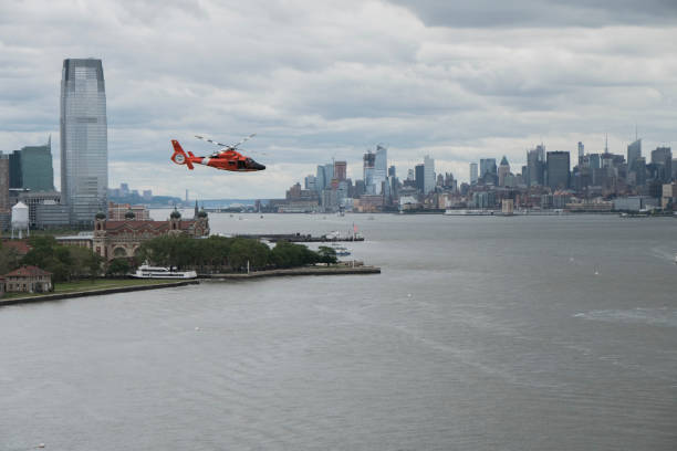 istock View from the Statue of Liberty with Helicopter 822621248