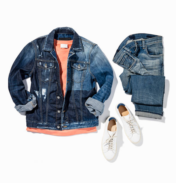 Men’s denim jacket, pants with white sneakers