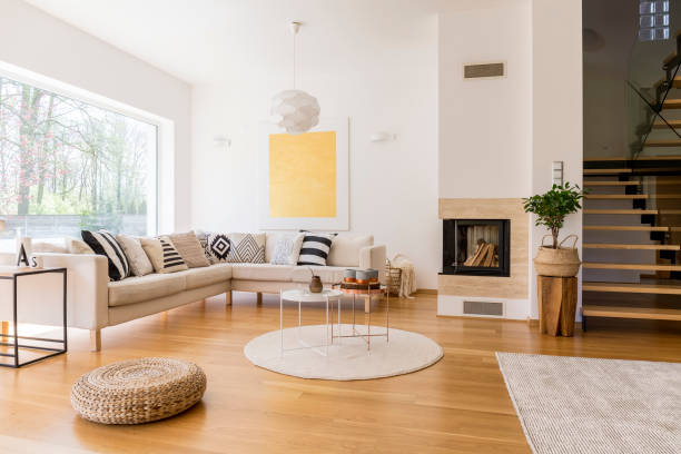 istock Living room with stairs 822645644
