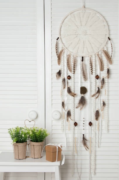 istock Cream crochet doily dream catcher 822658866