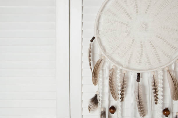 istock Cream crochet doily dream catcher 822664074