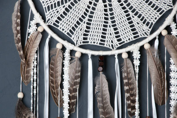 istock Cream crochet doily dream catcher 822665270