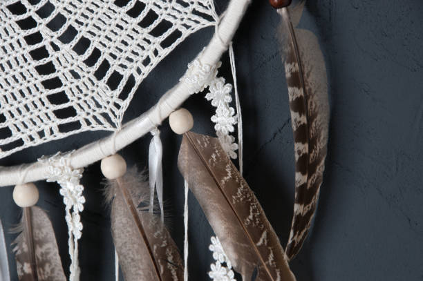 istock Cream crochet doily dream catcher 822666024