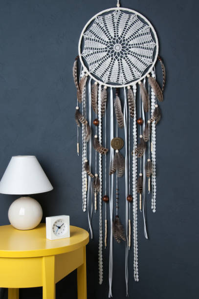 istock Cream crochet doily dream catcher 822667006