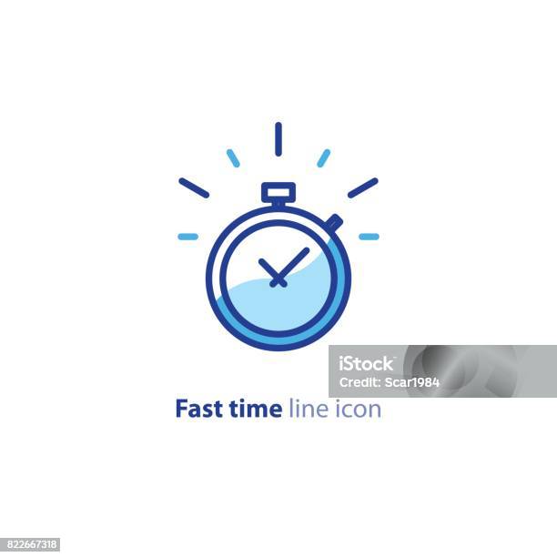Quick Services Fast Delivery Deadline Time Delay Alarm Line Icon Stock Illustration - Download Image Now