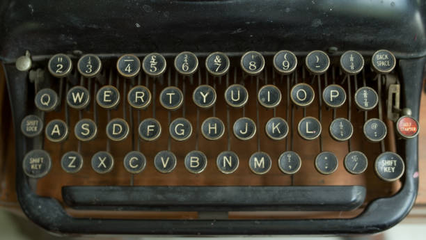 istock Vintage typewriter on wooden table 822669716